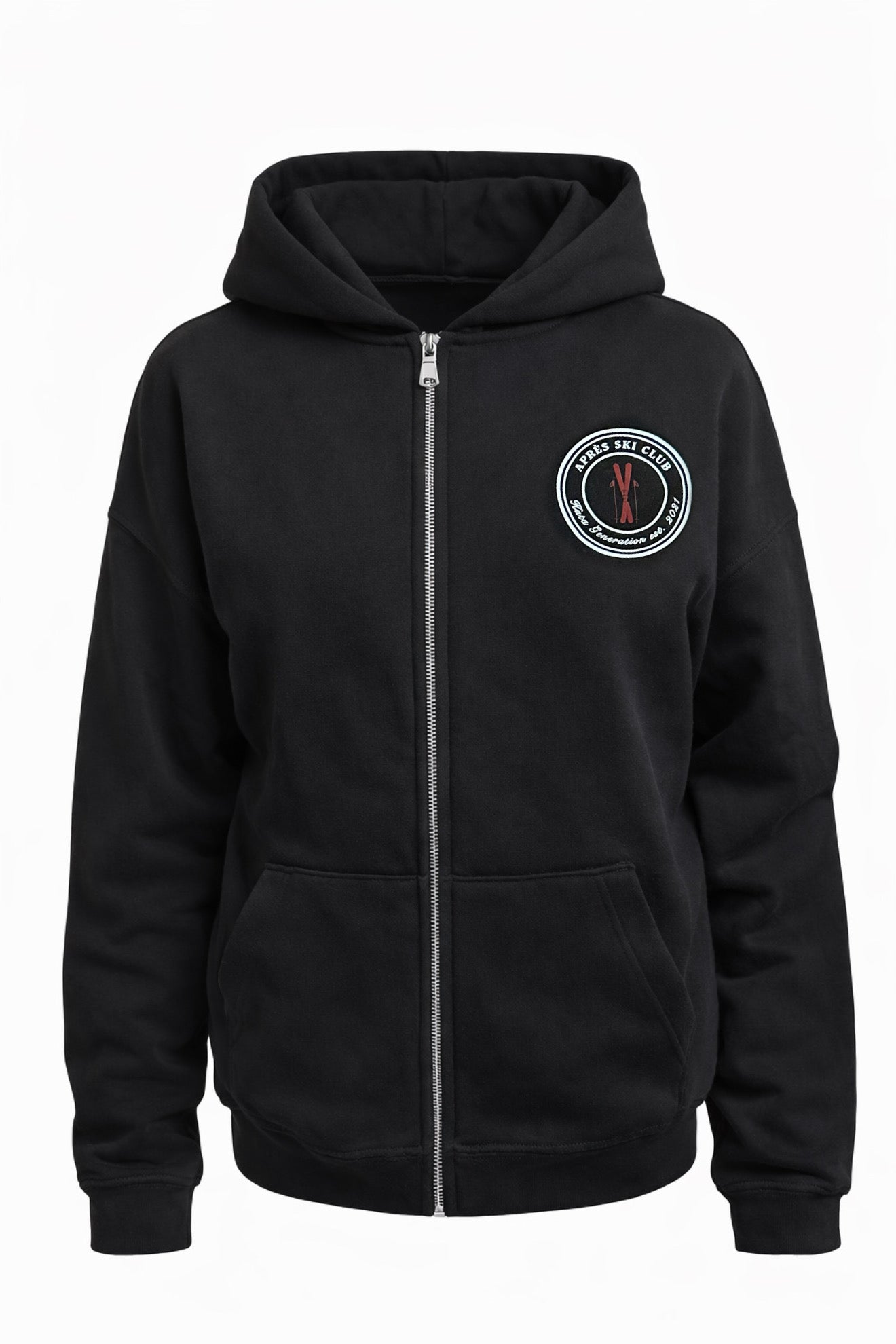Zip Hoodie — Black (Premium Metal Zip)
