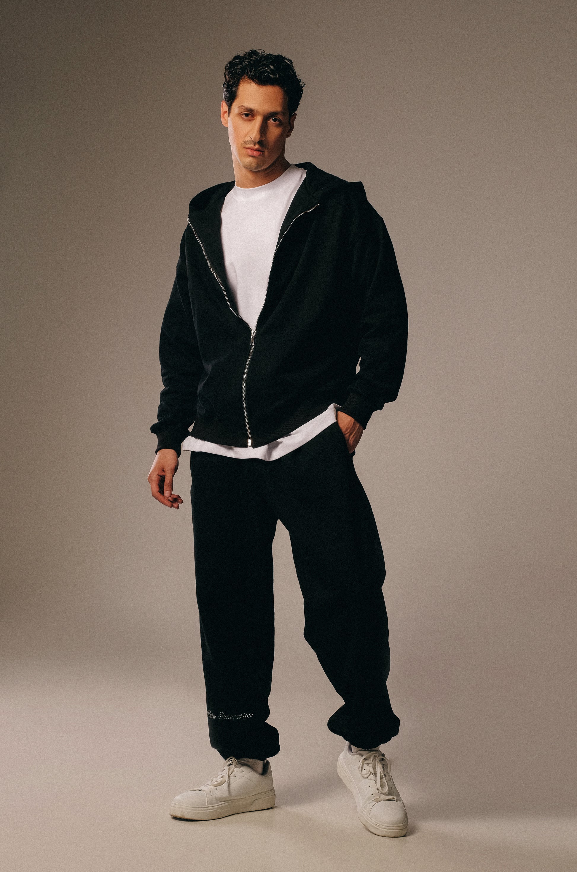 French terry zip-up hoodie