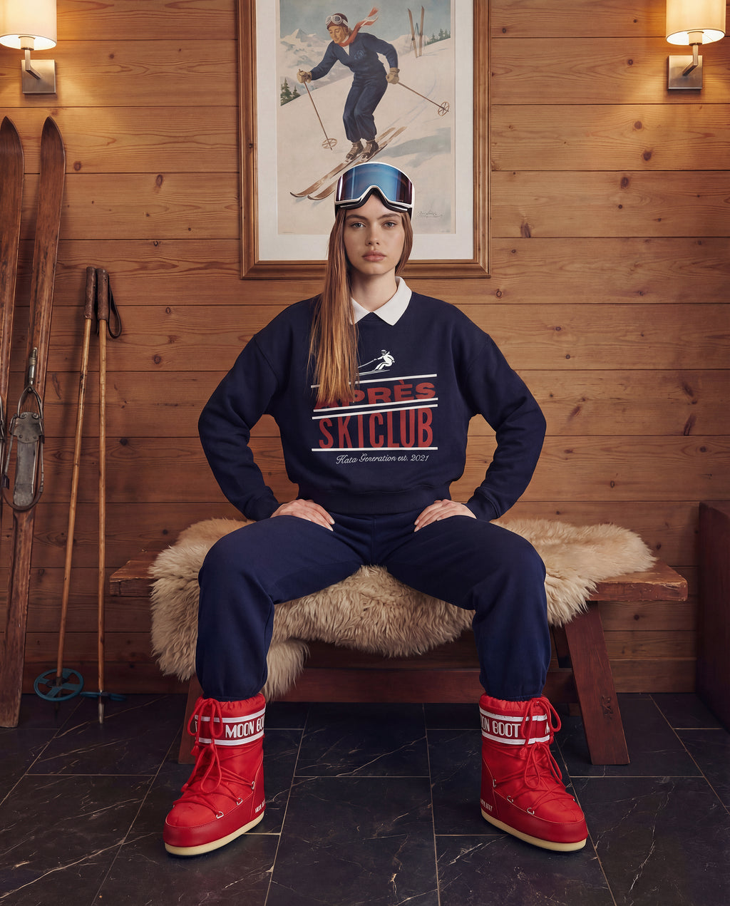 Après Ski Club Collared Sweatshirt — Navy Blue