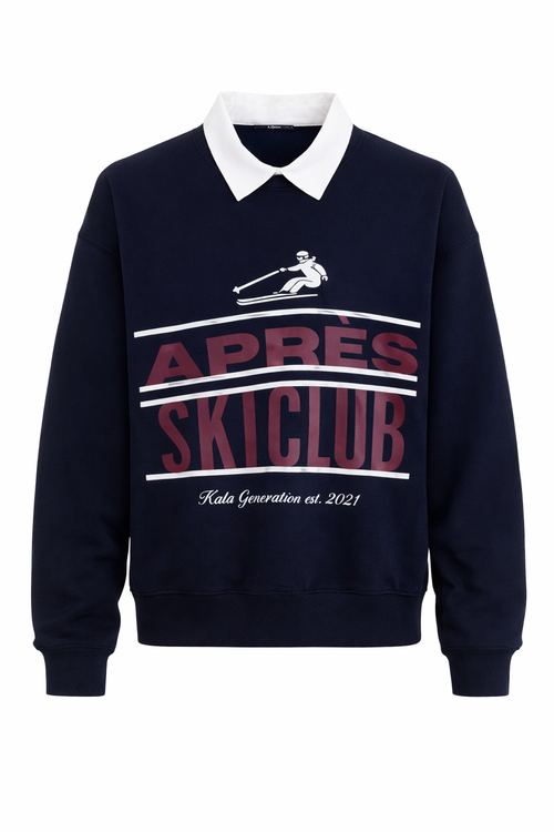 Après Ski Club Collared Sweatshirt — Navy Blue